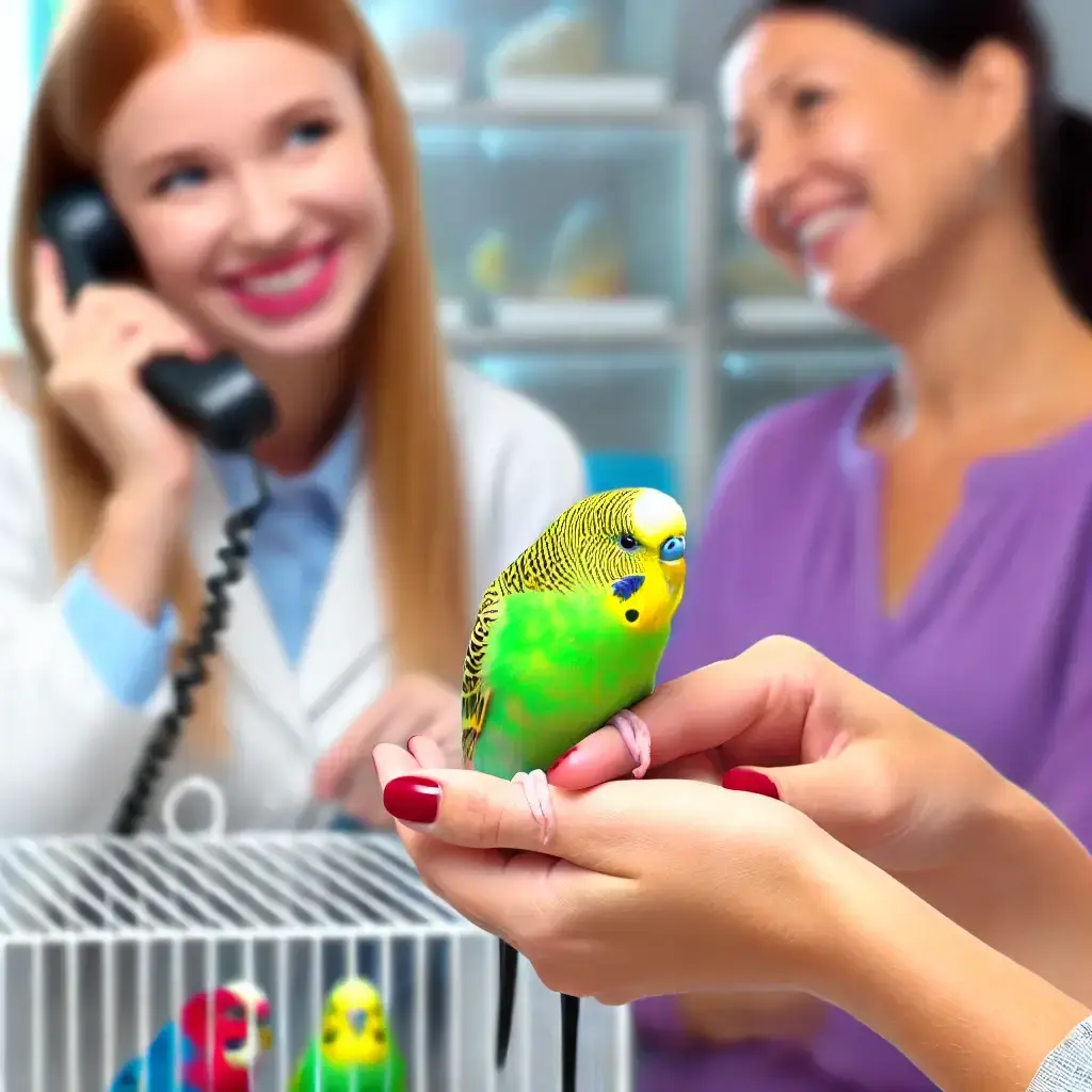 Budgerigar receiving care at a rescue center.