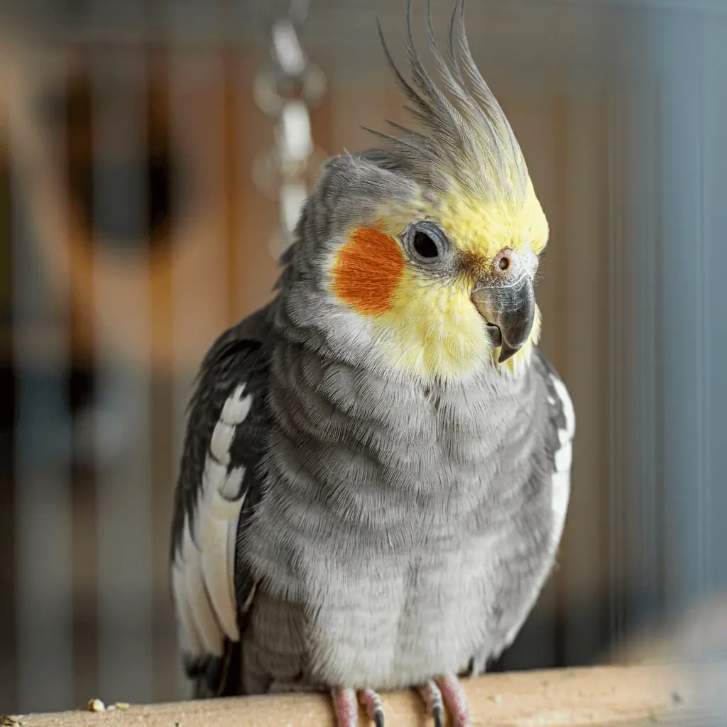 Cockatiel showing symptoms of respiratory infection.