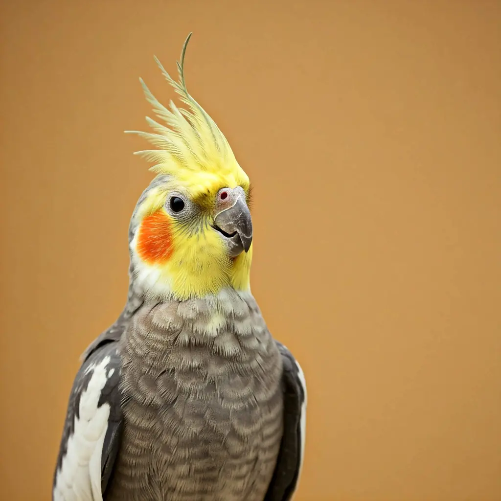 Cockatiel performing head-bobbing behavior.