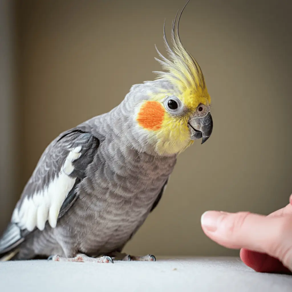 Cockatiel displaying defensive body language, essential for understanding pet needs.