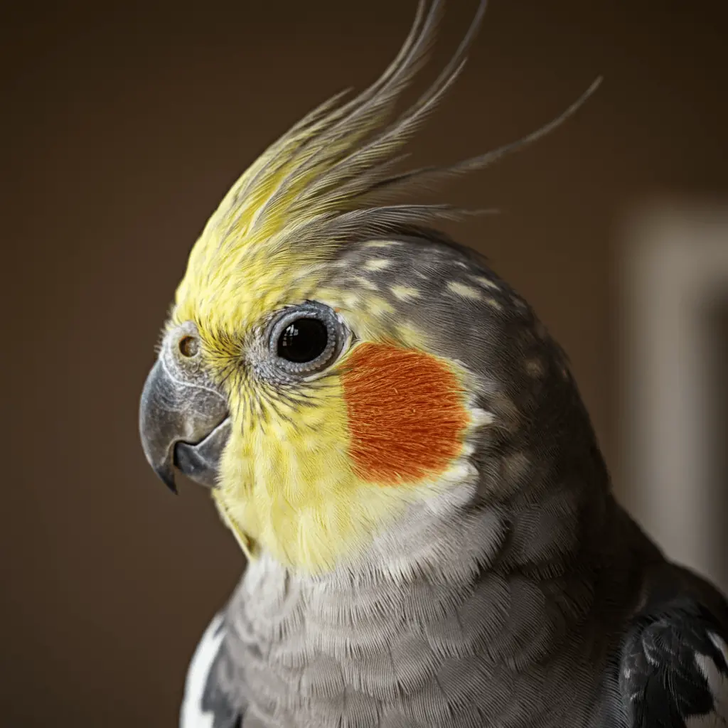 Close-up of a cockatiel with a smooth, healthy beak.